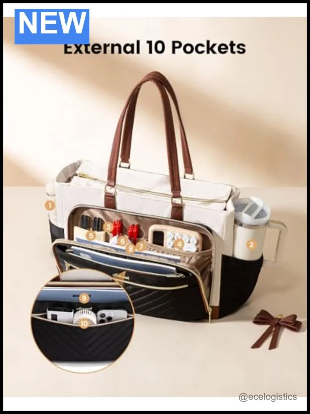 Insulated Tote Bag for Women with Laptop Compartment, Lunch Bag, 15.6